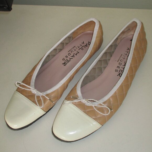 Paul Mayer Attitudes Womens Tan Quilted Ballet Flat NWOB - Size 8.5M - Picture 2 of 8